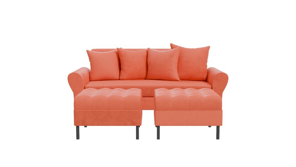 Stylish Orange Sofa Set 3D - Professional 3D Model Render 11