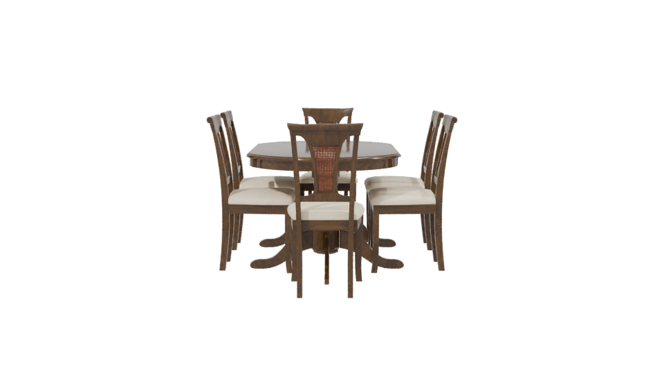 Elegant Wooden Dining Table Set 3D Model - Professional 3D Model Render 2