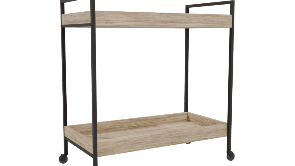 Stylish Wooden Serving Cart 3D - Professional 3D Model Render 4