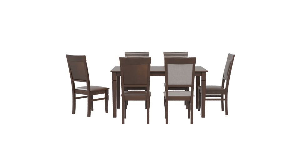 Elegant Wooden Dining Table Set - Professional 3D Model Render 5