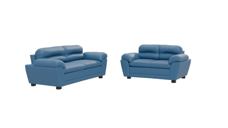 Stylish Blue Leather Couch Set - Professional 3D Model Render 12