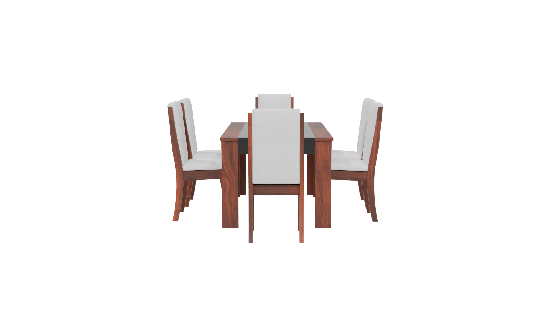 Elegant Wooden Dining Table Set 3D Model - Professional 3D Model Render 5