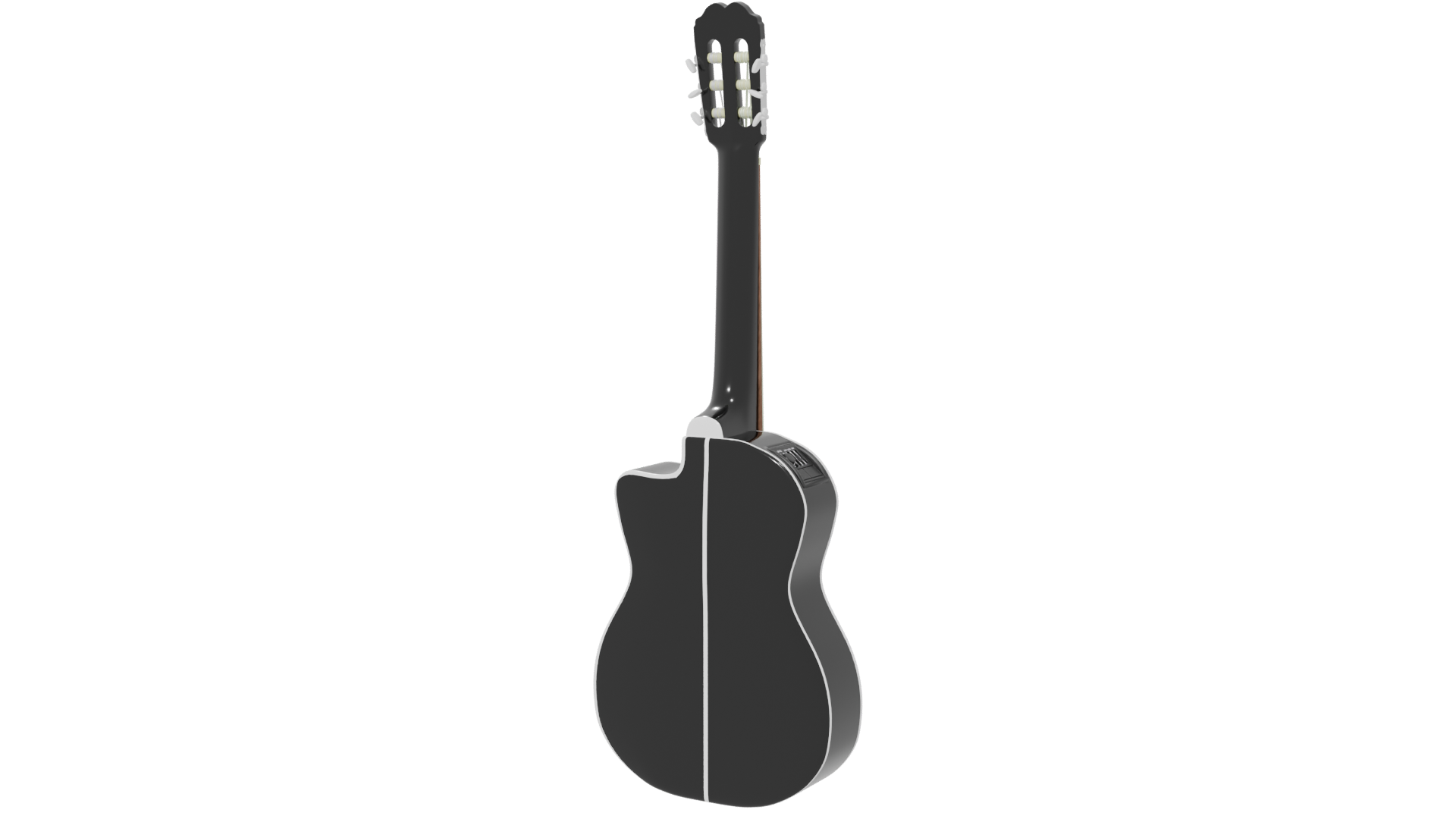 Stylish Black Acoustic Guitar 3D Model - Professional 3D Model Render 6