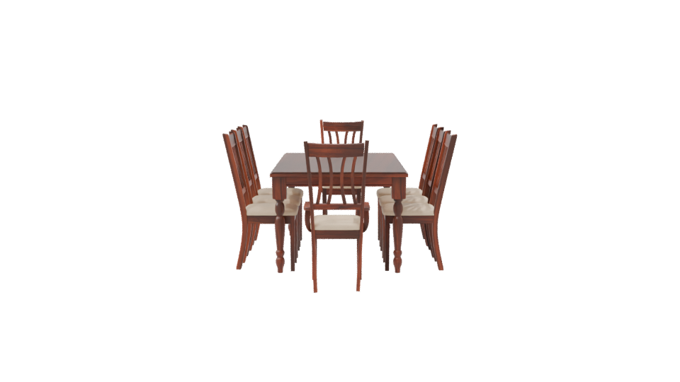 Elegant Wooden Dining Table with Chairs 3D Model - Professional 3D Model Render 8