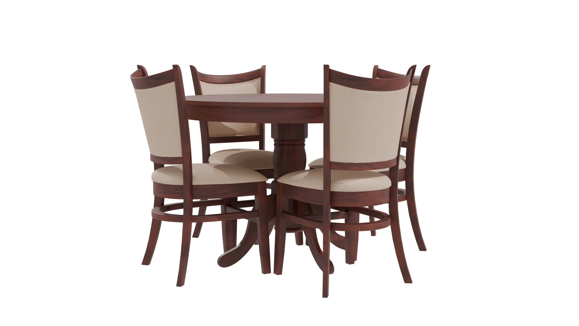 Elegant Round Dining Table Set - Professional 3D Model Render 10