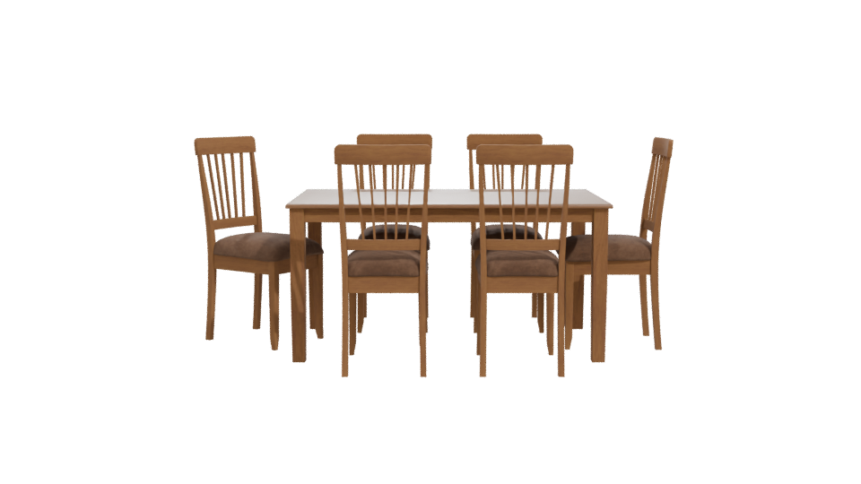 Stylish Wooden Dining Table Set 3D Model - Professional 3D Model Render 11
