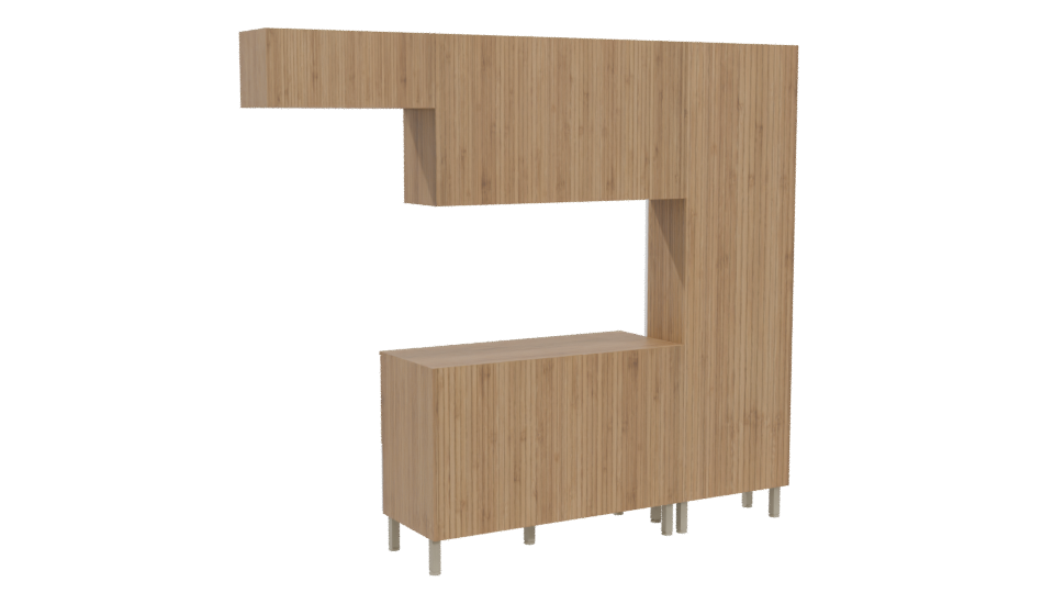 Contemporary Wooden Cabinet Set 3D - Professional 3D Model Render 4