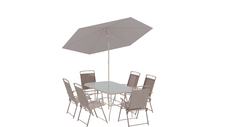 Stylish Outdoor Dining Set with Umbrella 3D Model - Professional 3D Model Render 10