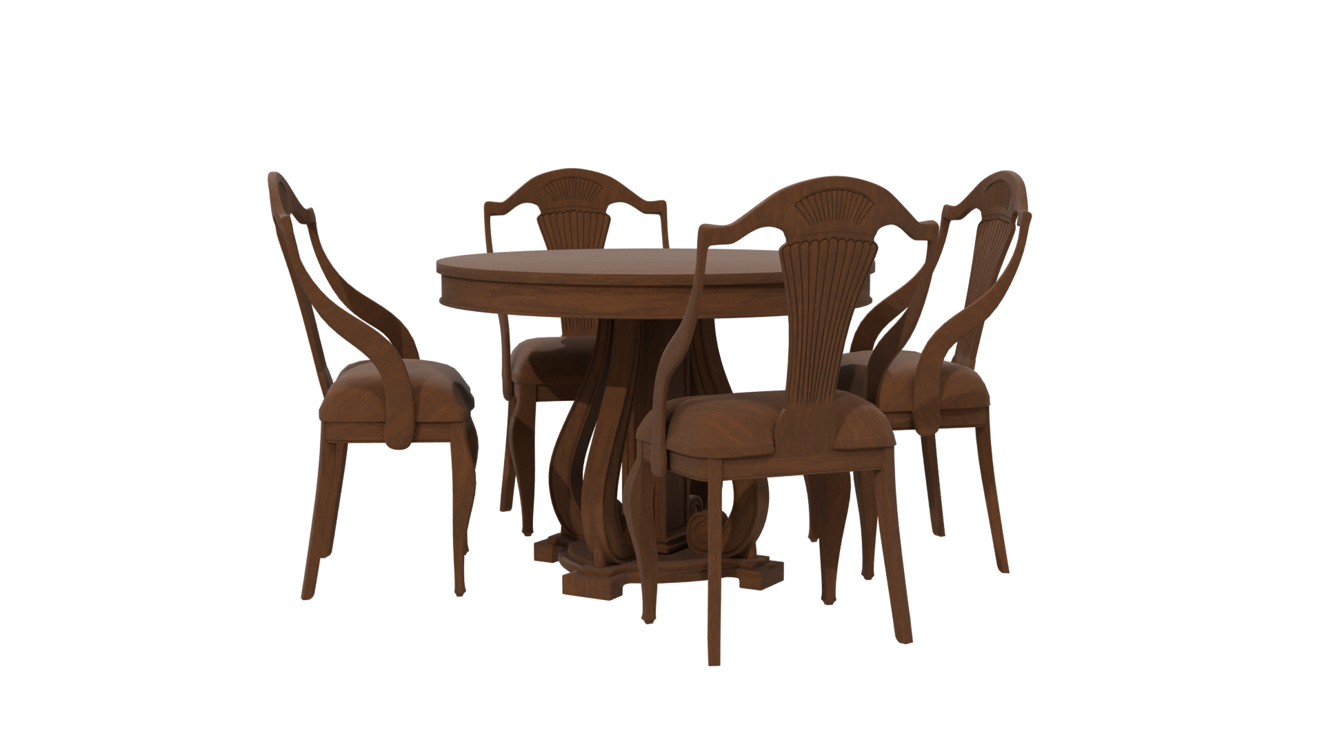 Elegant Wooden Dining Table Set - Professional 3D Model Render 6