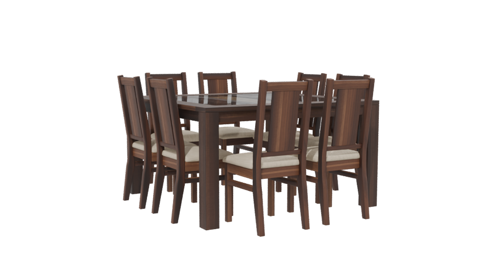Elegant Wooden Dining Table Set 3D Model - Professional 3D Model Render 13
