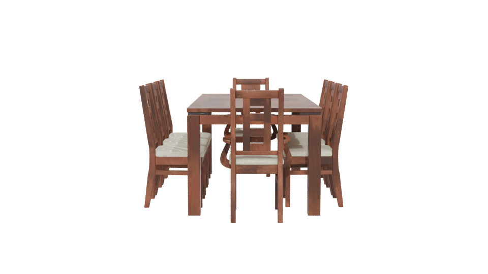 Elegant Wooden Dining Table Set - Professional 3D Model Render 5