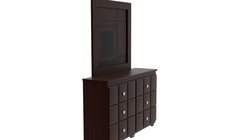 Modern Bedroom Dresser and Mirror - Professional 3D Model Render 9