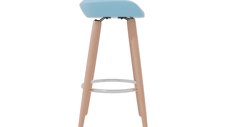 Contemporary Bar Stool with Wooden Legs 3D Model - Professional 3D Model Render 8