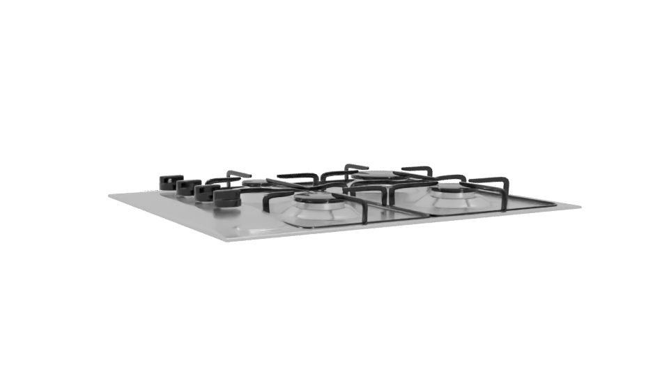 Modern Gas Cooktop 4 Burners 3D - Professional 3D Model Render 4