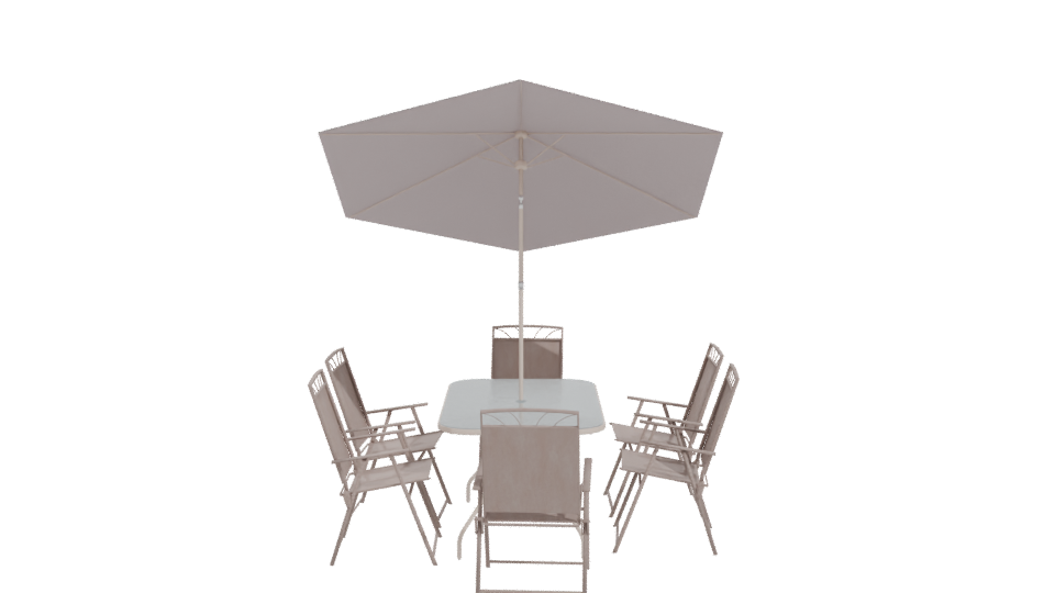 Stylish Outdoor Dining Set with Umbrella 3D Model - Professional 3D Model Render 11