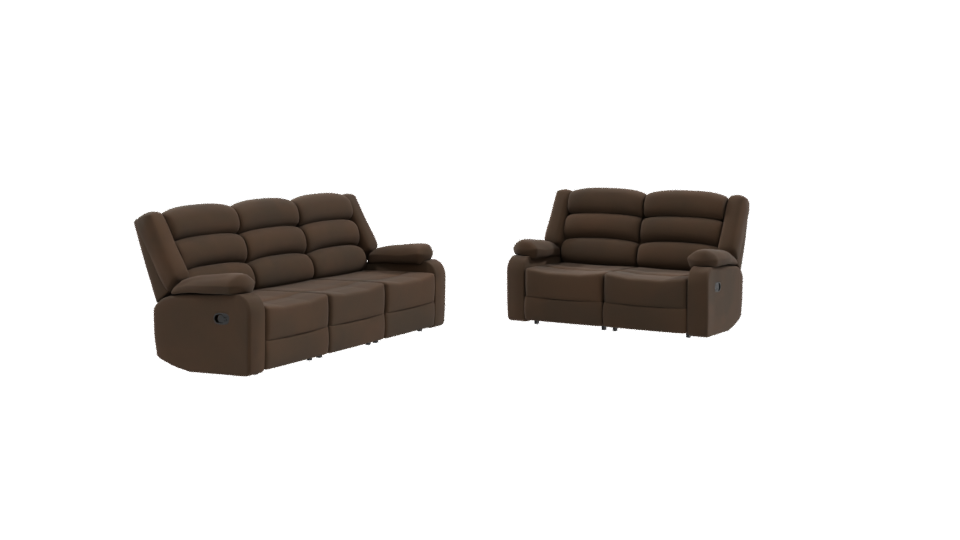 Elegant Brown Reclining Sofa Set 3D Model - Professional 3D Model Render 9