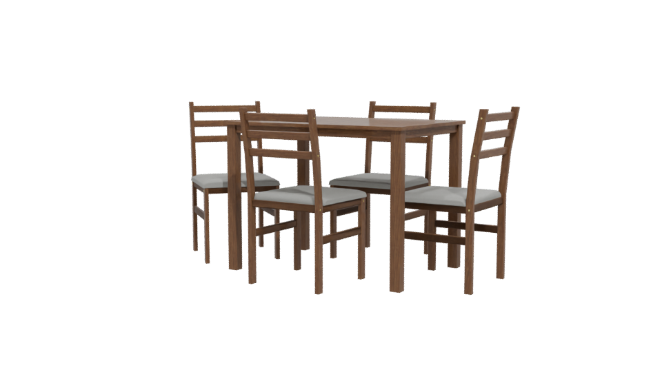 Stylish Wooden Dining Table Set with Chairs 3D Model - Professional 3D Model Render 12