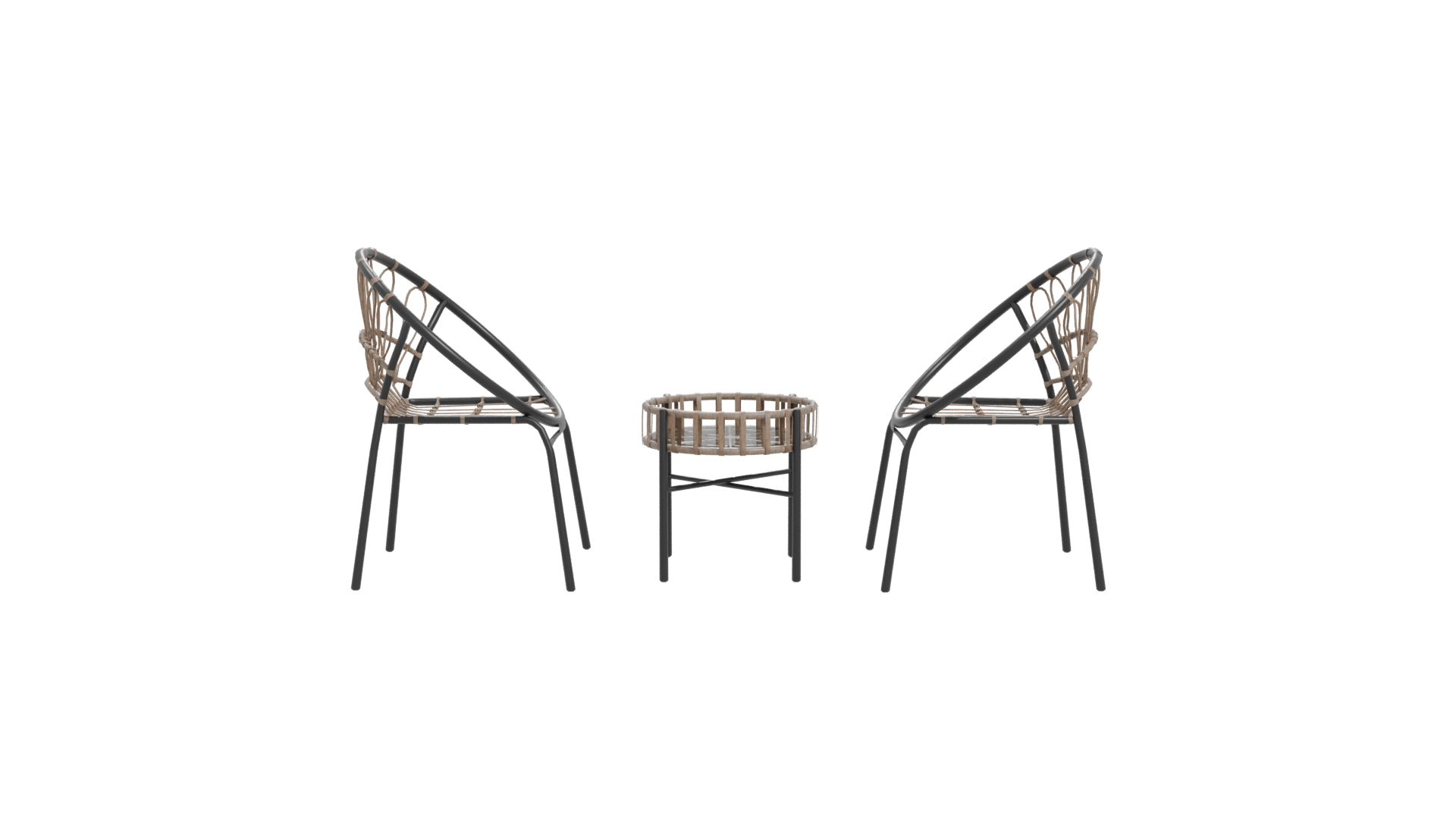 Modern Rattan Chair Set 3D - Professional 3D Model Render 11