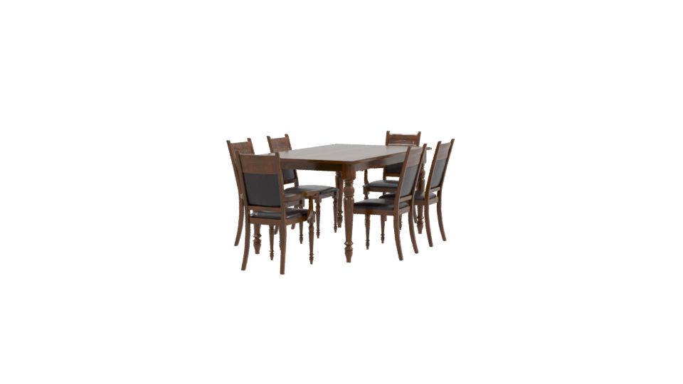 Elegant Wooden Dining Table Set - Professional 3D Model Render 9