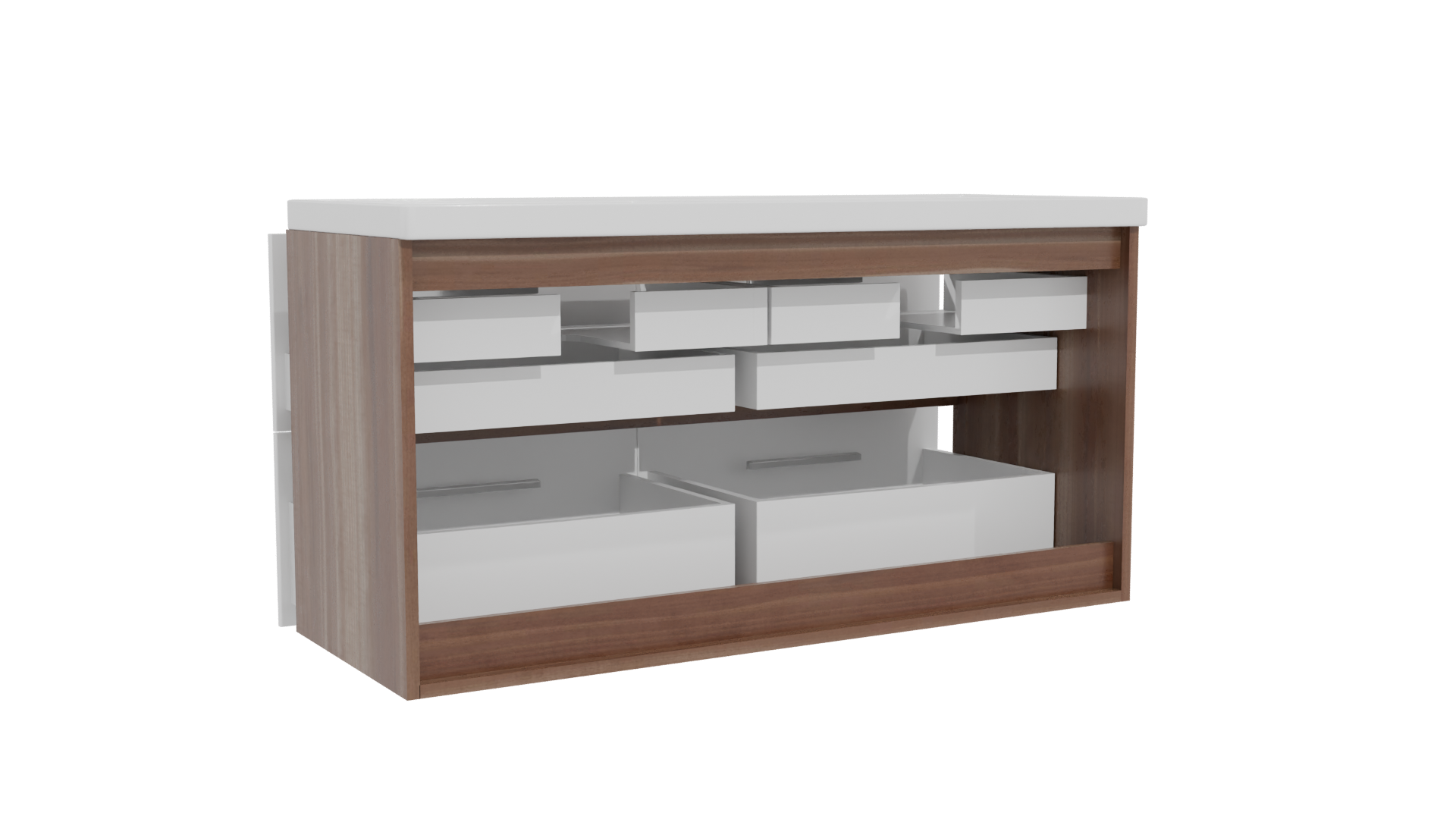 Contemporary Double Sink Vanity Model - Professional 3D Model Render 4