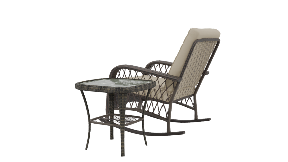 Contemporary Outdoor Lounge Chair and Accent Table 3D Model - Professional 3D Model Render 3