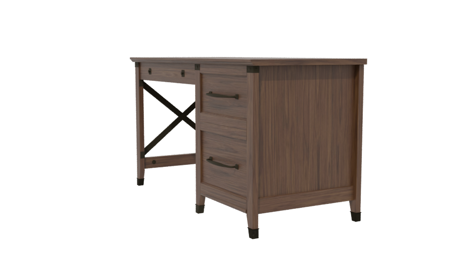 Elegant Wooden Office Desk 3D - Professional 3D Model Render 13