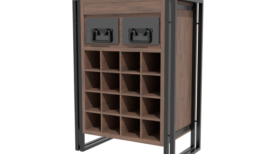 Rustic Wooden Storage Unit 3D - Professional 3D Model Render 12