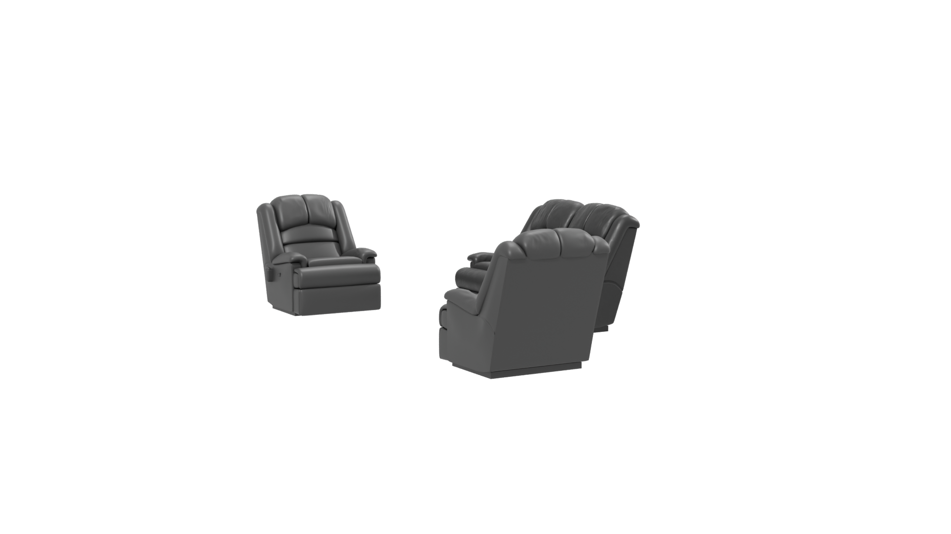Elegant Black Leather Sofa Set 3D Model - Professional 3D Model Render 13