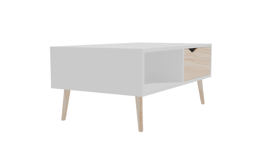 Modern White Oak Coffee Table 3D - Professional 3D Model Render 9