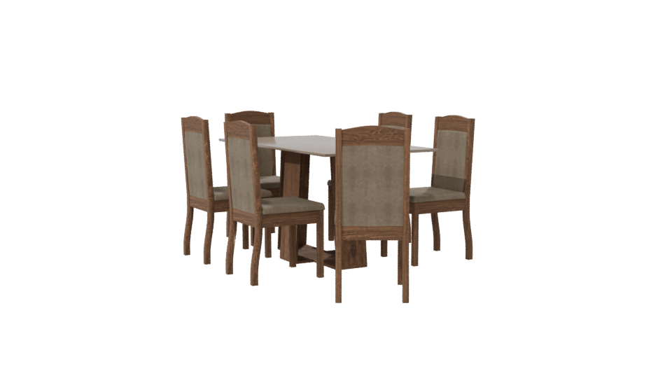 Stylish Wooden Dining Set Model - Professional 3D Model Render 7