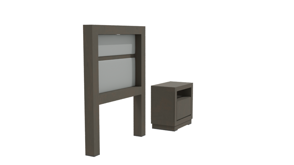 Minimalist Wooden Bedside Table Set - Professional 3D Model Render 9