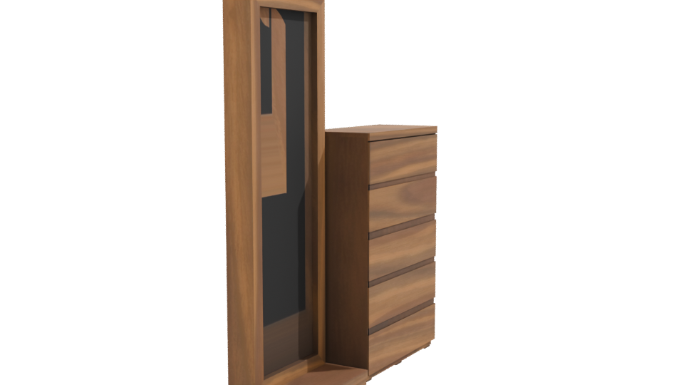 Elegant Wooden Mirror and Cabinet - Professional 3D Model Render 9