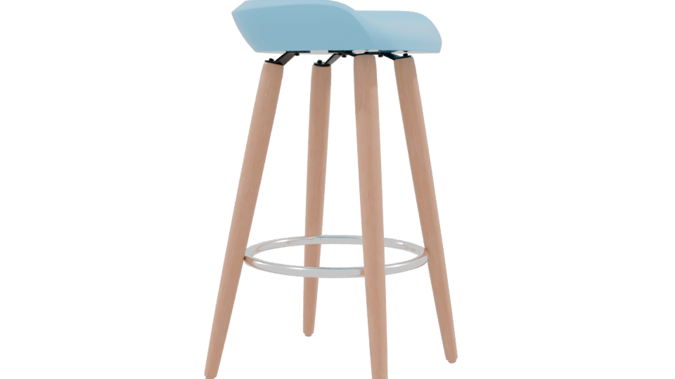 Contemporary Bar Stool with Wooden Legs 3D Model - Professional 3D Model Render 9