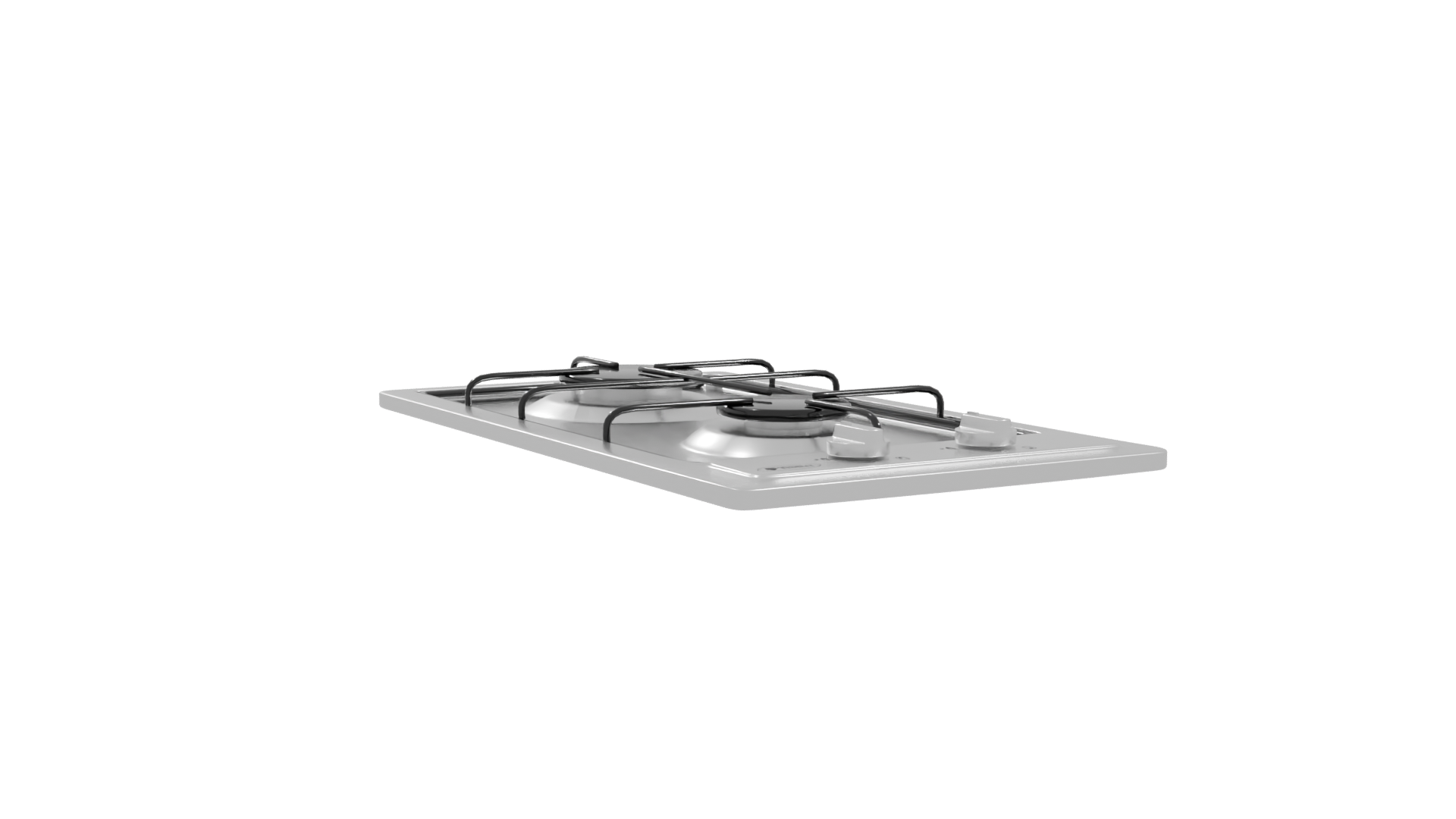 Sleek Stainless Steel Gas Cooktop 3D Model - Professional 3D Model Render 10