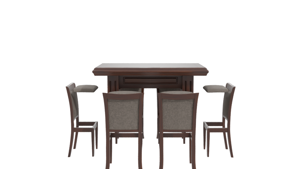 Elegant Wooden Dining Table Set - Professional 3D Model Render 11