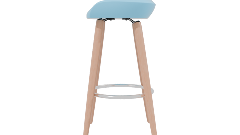 Contemporary Bar Stool with Wooden Legs 3D Model - Professional 3D Model Render 2