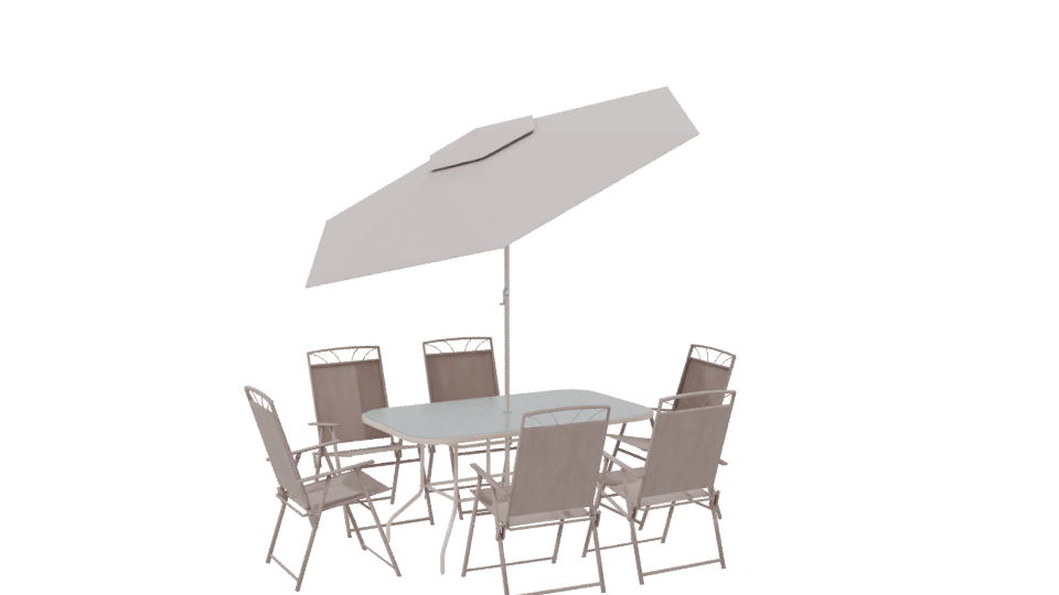 Stylish Outdoor Dining Set with Umbrella 3D Model - Professional 3D Model Render 7