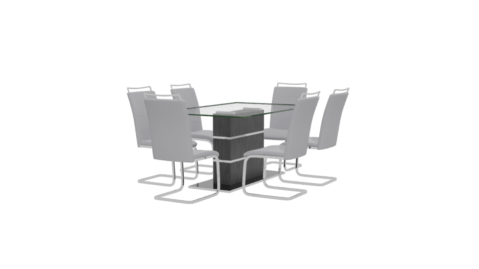 Modern Glass Dining Table Set - Professional 3D Model Render 12