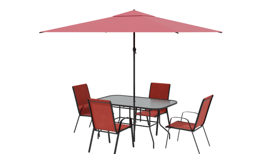 Stylish Outdoor Dining Set with Umbrella 3D Model - Professional 3D Model Render 3
