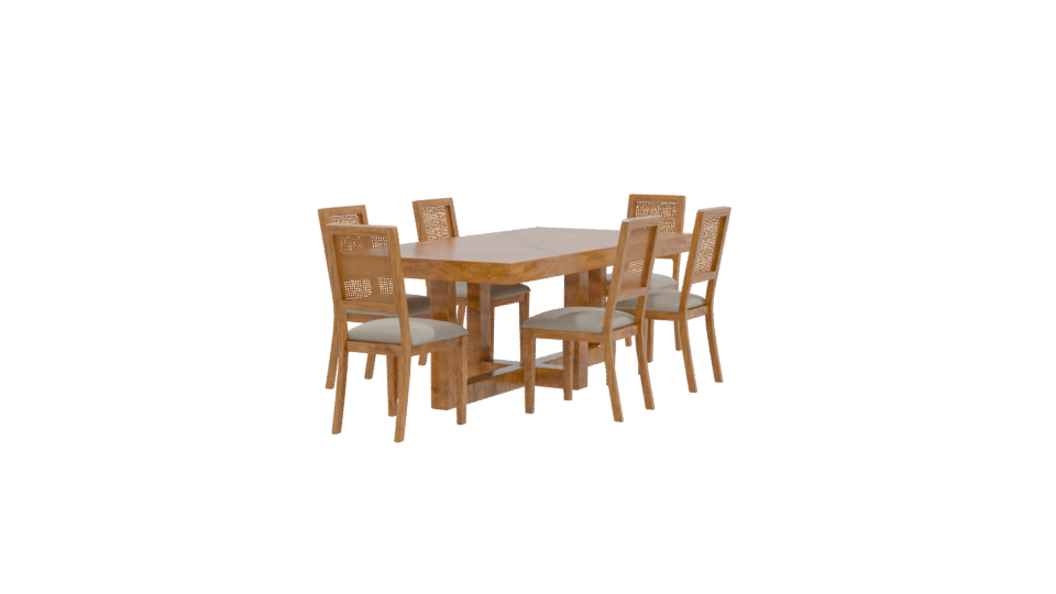 Elegant Wooden Dining Set 3D - Professional 3D Model Render 9