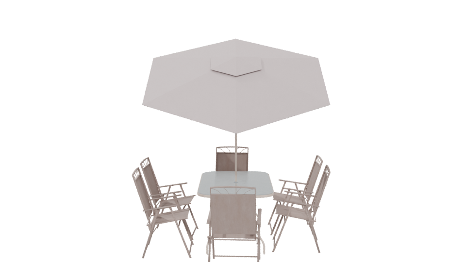Stylish Outdoor Dining Set with Umbrella 3D Model - Professional 3D Model Render 5