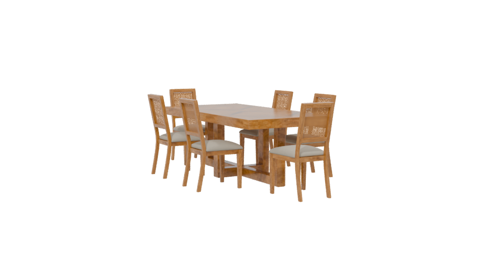 Elegant Wooden Dining Set 3D - Professional 3D Model Render 13