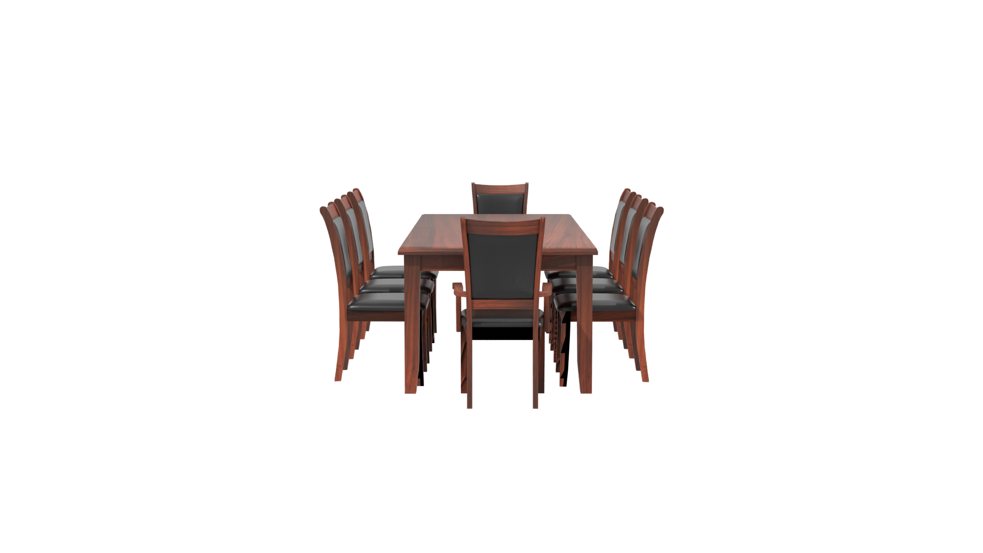 Elegant Rectangular Wooden Dining Table Set 3D Model - Professional 3D Model Render 2