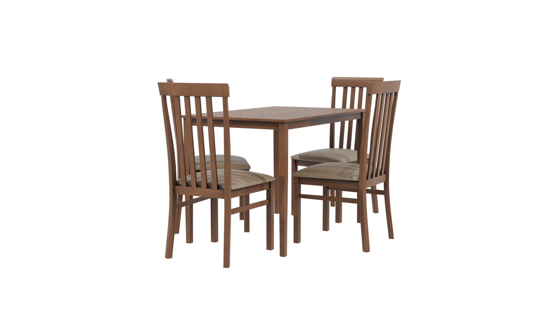Stylish Wooden Dining Set 3D - Professional 3D Model Render 3