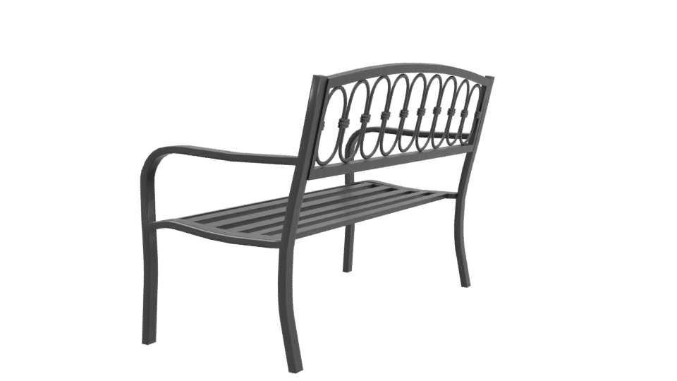 Stylish Outdoor Metal Bench 3D - Professional 3D Model Render 3