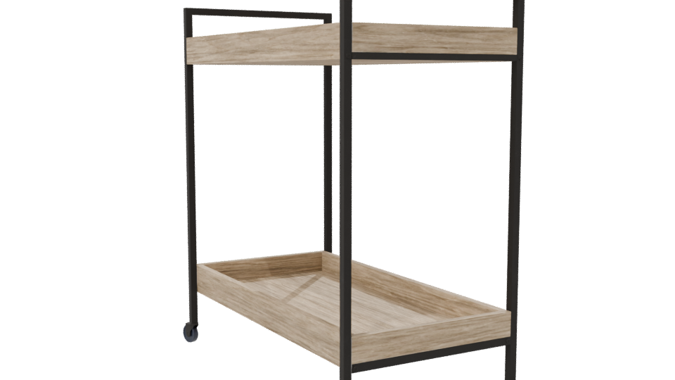 Stylish Wooden Serving Cart 3D - Professional 3D Model Render 7
