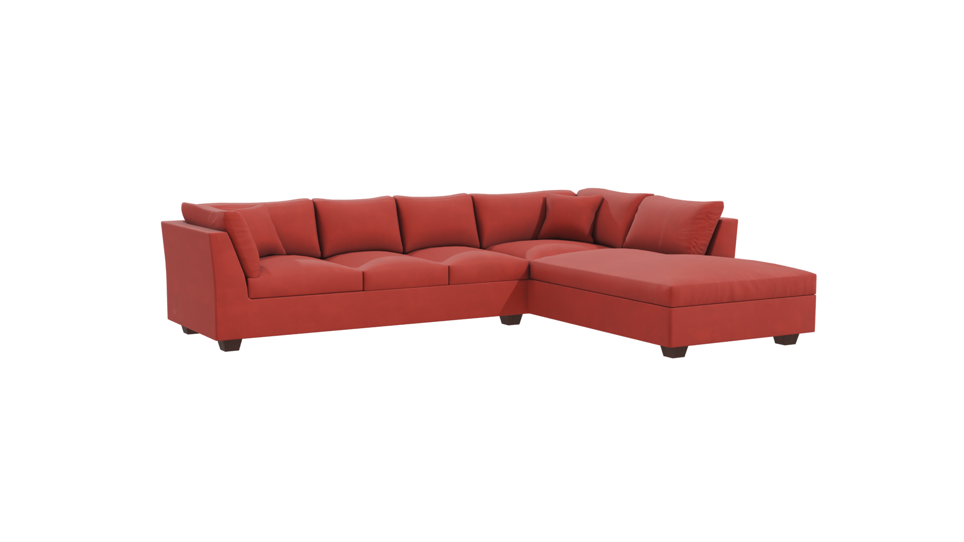 Red Velvet Sectional Sofa 3D - Professional 3D Model Render 10