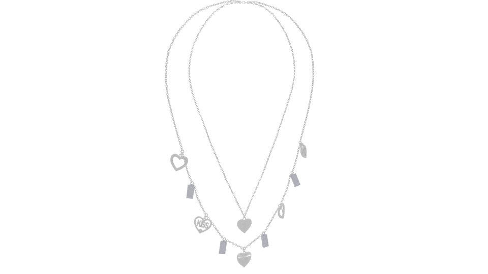 Stylish Double Layer Heart Necklace - Professional 3D Model Render 10