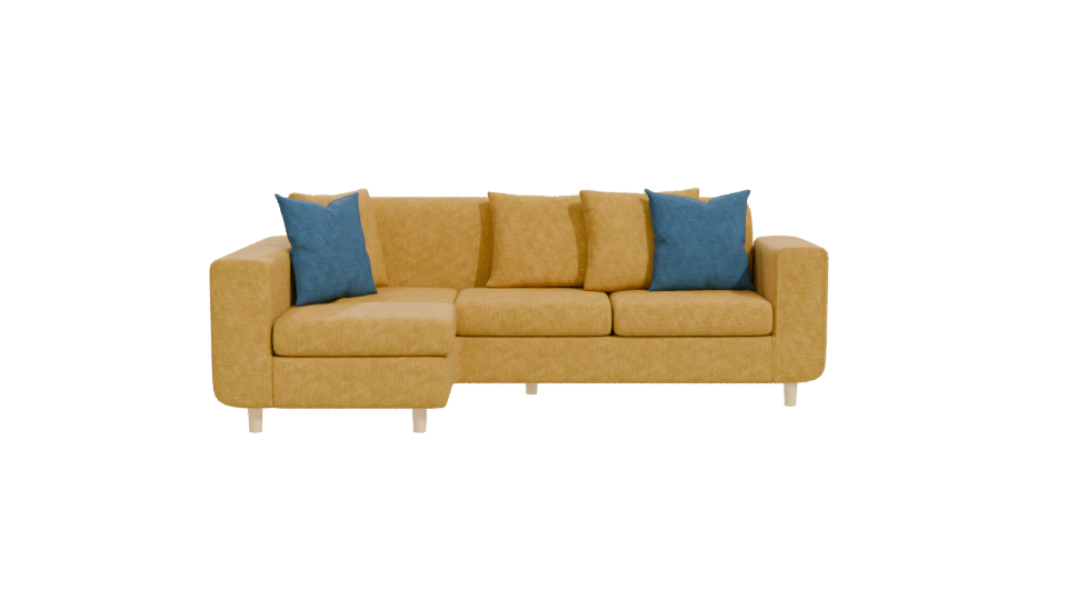 Stylish Yellow L-Shaped Sofa 3D Model - Professional 3D Model Render 11