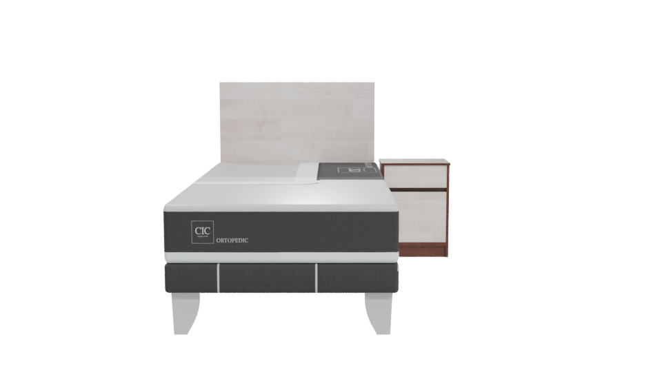 Stylish Minimalist Bed with Nightstand 3D Model - Professional 3D Model Render 11